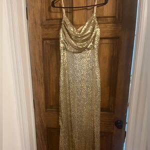 Revelry Skye dress in champagne gold.